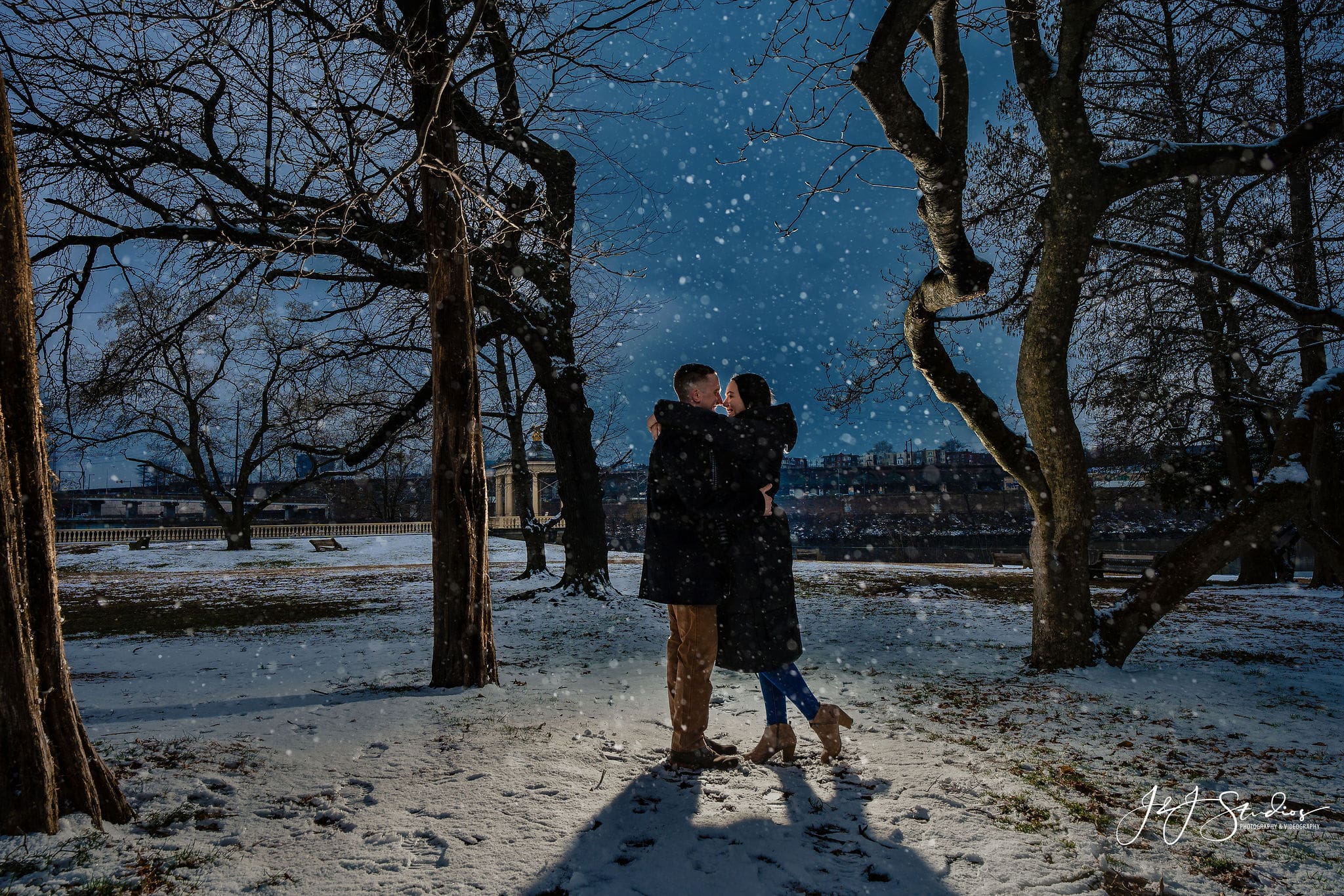 Natural candid moment between the couple outdoors